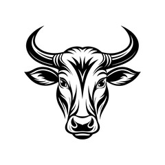 Black and white cartoon cow and bull head vector illustration
