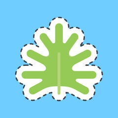 Cutting line sticker philodendron. Plant leaves elements.