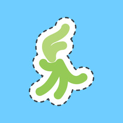 Cutting line sticker platycerium. Plant leaves elements.