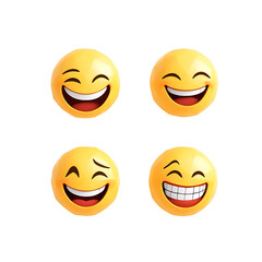 Fototapeta premium Set of Four Laughing Emoji Faces - High Quality 3D Rendered Emoticons