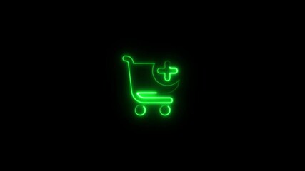 Add to cart icon symbol, Neon online shopping buy and sell online electronic retail e-commerce, neon shoping cart. Basket neon set. Online Shopping sign.