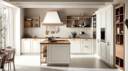 Modern Country Kitchen Island with Sunlight