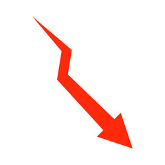 red arrow going down on white background