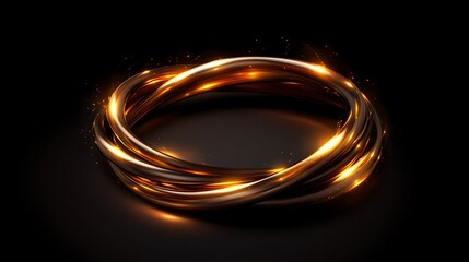 Glowing Golden Rings Abstract Background.
