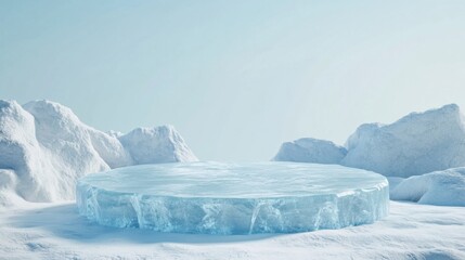 a large iceberg sitting on top of a snow covered ground