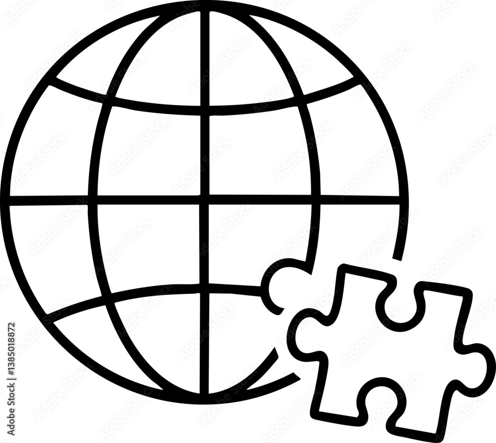 Poster import tariffs trade impact concept. globe and puzzle piece symbolizing global connection and proble