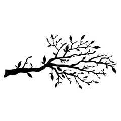 tree branch with leaves silhouette