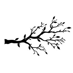 Obraz premium tree branch with leaves silhouette