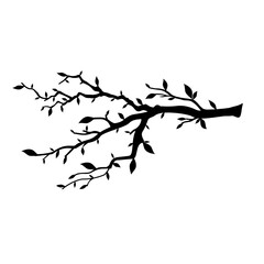 tree branch with leaves silhouette