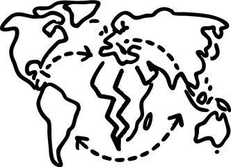 Fototapeta premium Import Tariffs trade impact concept. World map illustration with arrows indicating movement.