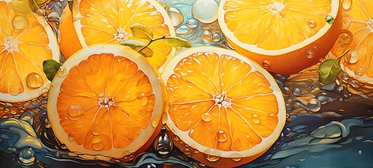 abstrak mozaic color of orange fruit in drakness, ai generative