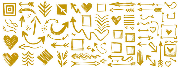 Collection of Gold Arrow and Heart Icons