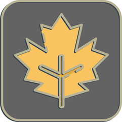 Icon maple. Plant leaves elements. Icon in embossed style.