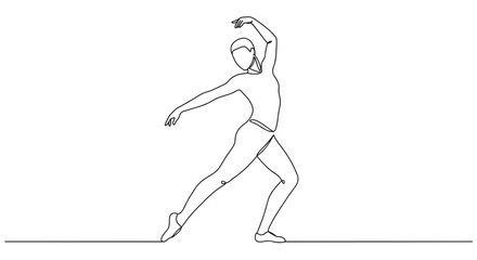 Fototapeta premium Dancer in motion performing an elegant pose against a simple background