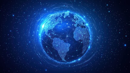 Obraz premium Earth with Network in Space; Global Connectivity