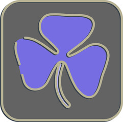 Icon oxalis. Plant leaves elements. Icon in embossed style.