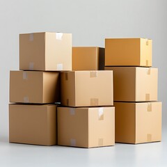 Cardboard boxes stacked, studio shot