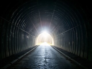 A bright light in a black tunnel 