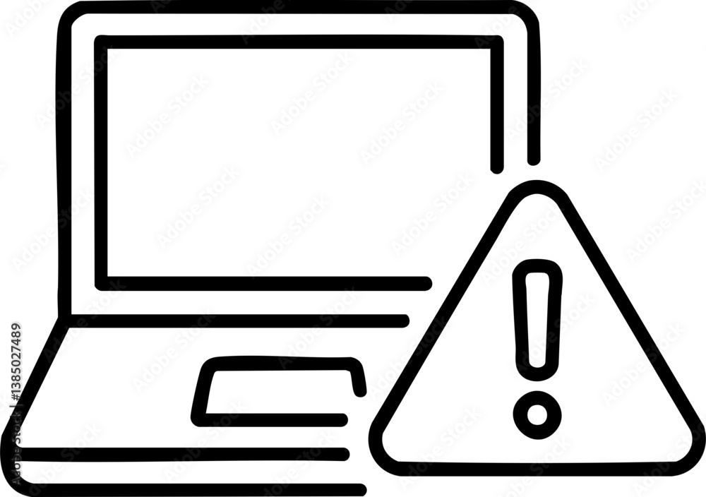 Poster import tariffs policy impact concept. laptop with warning symbol indicating an error or issue.
