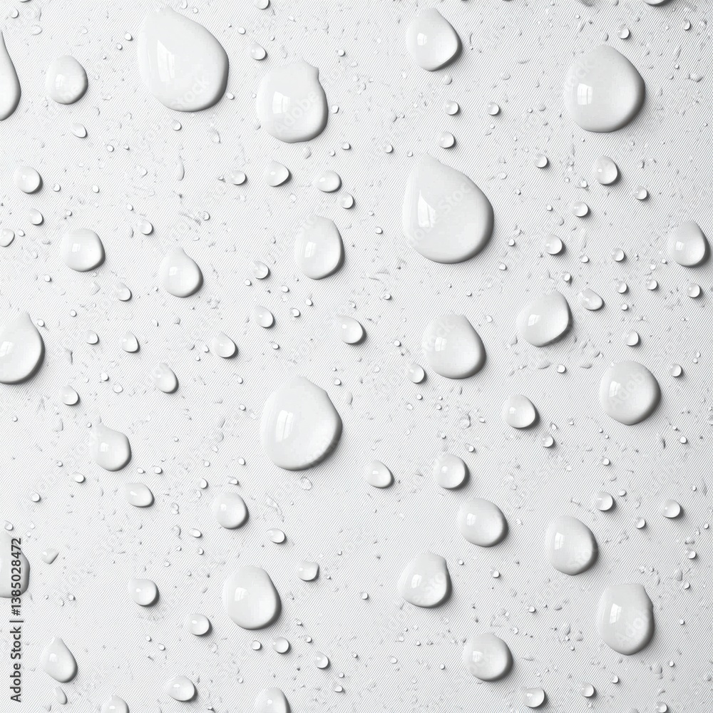 Poster Minimalistic water droplet pattern showcasing soft reflections and a clean fresh look on a white background