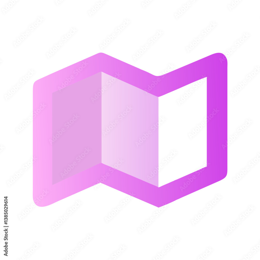 Aufkleber folded map icon in gradient purple vector style for navigation apps