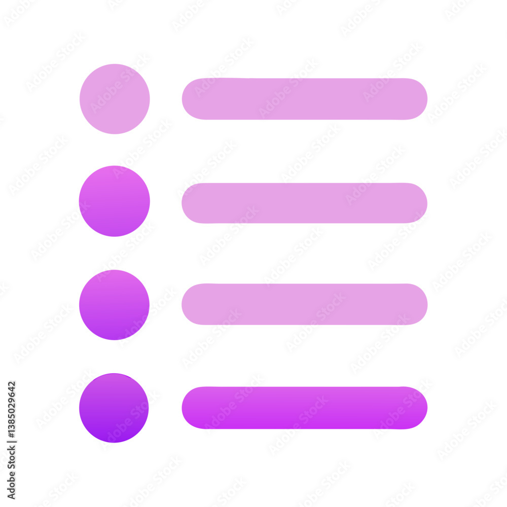 Poster bullet list icon in gradient purple vector style for interface design