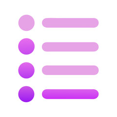 Fototapeta premium Bullet list icon in gradient purple vector style for interface design
