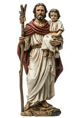 Obraz premium Saint Joseph Statue Carrying Baby Jesus Religious Figurine Hand Painted Antique Finish Christian