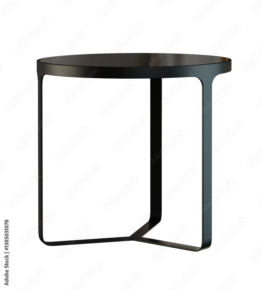 Poster round metal coffee table isolated on transparent background. 3d render.