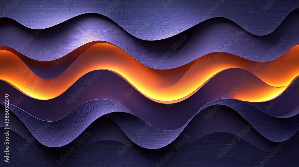 Poster colorful abstract waves with soft curves and gradient illumination on dark background