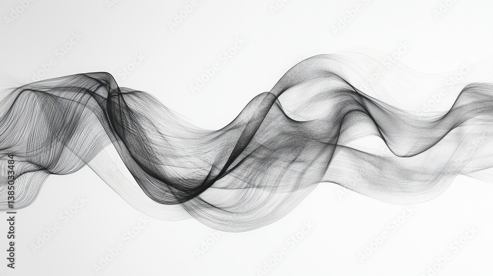 Poster elegant abstract waves of black flowing lines on a soft white background for modern design