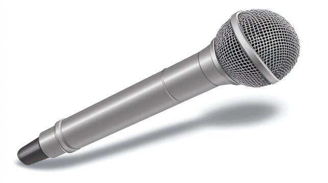 Sleek silver microphone captures the essence of broadcasting and audio recordings