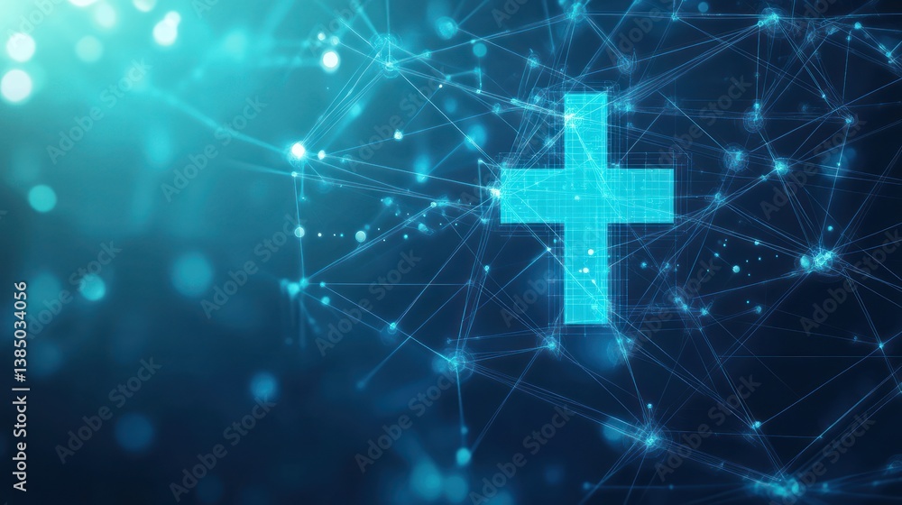 Poster abstract digital cross network background