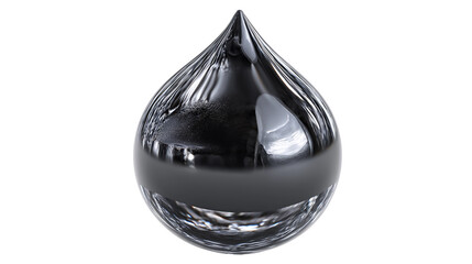 Large glossy drop of motor oil reflecting light, showcasing texture and color in a close-up view
