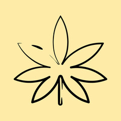 Icon cannabis. Plant leaves elements. Icon in hand drawn style.