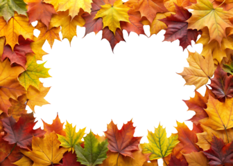 autumn leave frame clipart image on transparent background