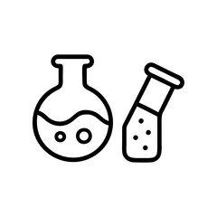 Chemical test tube pictogram icons set. Chemical lab equipment isolated on white. Experiment flasks for science experiment. 
