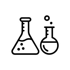 Chemical test tube pictogram icons set. Chemical lab equipment isolated on white. Experiment flasks for science experiment. 
