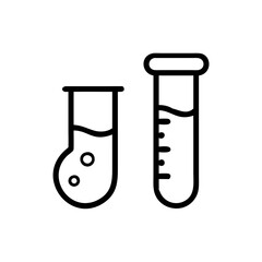 Chemical test tube pictogram icons set. Chemical lab equipment isolated on white. Experiment flasks for science experiment. 
