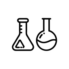 Chemical test tube pictogram icons set. Chemical lab equipment isolated on white. Experiment flasks for science experiment. 
