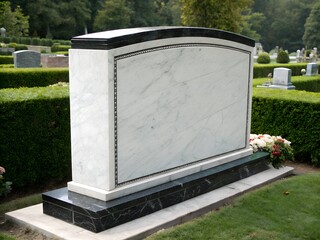 marble tombstone with black granite