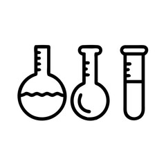 Chemical test tube pictogram icons set.  equipment isolated on white. Experiment flasks for science experiment. chemical lab equipment isolated icons on white background: flask, test tube
