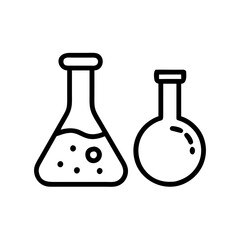 Chemical test tube pictogram icons set.  equipment isolated on white. Experiment flasks for science experiment. chemical lab equipment isolated icons on white background: flask, test tube
