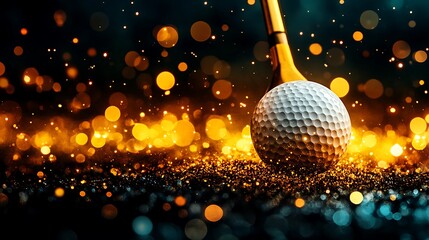 Golden Hour Golf Luxury Tee Shot on Glitter.