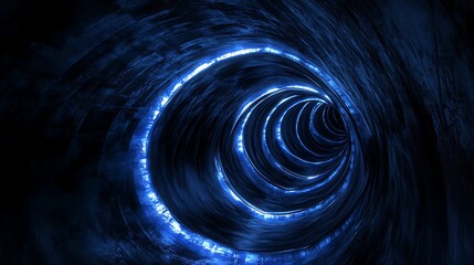 Tunnel in blue neon light underground
