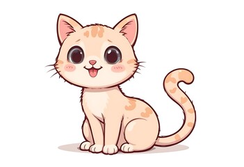Obraz premium Adorable Cartoon Kitten Illustration Cute Pet Image