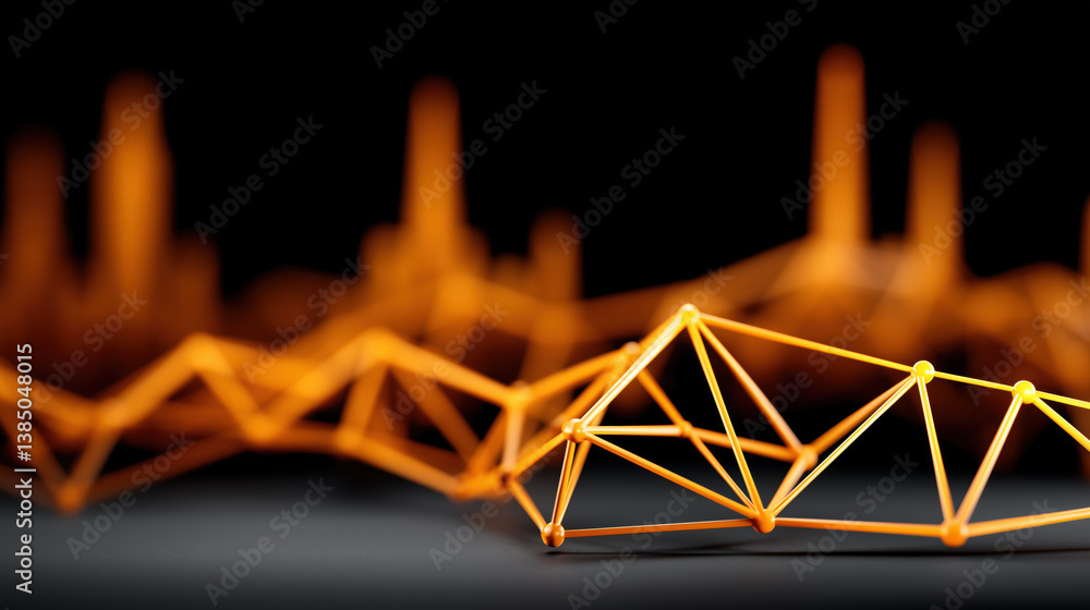 Aufkleber vibrant network of orange lines forms dynamic structure representing investment logistics and exchan