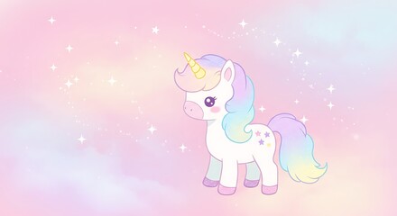 Naklejka premium Pastel Unicorn Dreamscape AI Generated