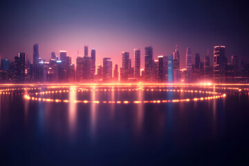 Fototapeta premium Futuristic Cityscape at Night with Glowing Network of Streetlights