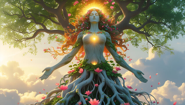 goddess of nature and fertility World environment and mother earth day concept	 abstract banner background